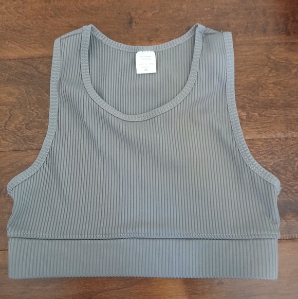Other - Gray Ribbed High Neck Pull Over Bra Size XL